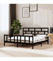 3101372 vidaXL Bed Frame without Mattress Black Solid Wood 200x200 cm (810106+814218) — Size: 200 x 200 cm
