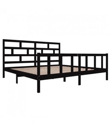 3101372 vidaXL Bed Frame without Mattress Black Solid Wood 200x200 cm (810106+814218) — Size: 200 x 200 cm
