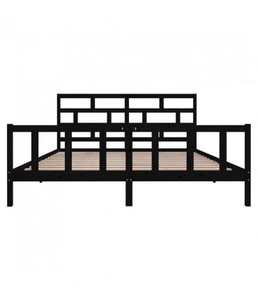 3101372 vidaXL Bed Frame without Mattress Black Solid Wood 200x200 cm (810106+814218) — Size: 200 x 200 cm