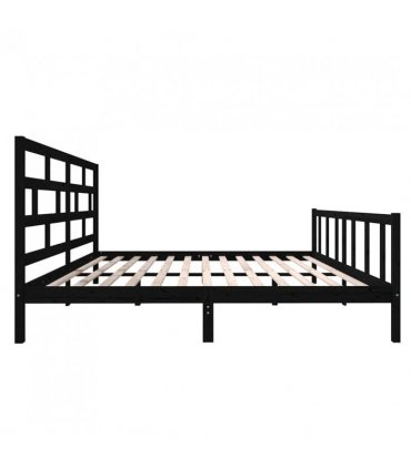 3101372 vidaXL Bed Frame without Mattress Black Solid Wood 200x200 cm (810106+814218) — Size: 200 x 200 cm