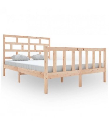 3101348 vidaXL Bed Frame without Mattress Solid Wood 140x200 cm (810082+814194) — Colour: natural, Size: 140 x 200 cm