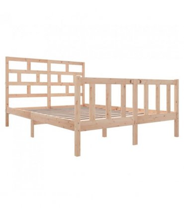 3101348 vidaXL Bed Frame without Mattress Solid Wood 140x200 cm (810082+814194) — Colour: natural, Size: 140 x 200 cm