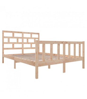 3101358 vidaXL Bed Frame without Mattress Solid Wood 160x200 cm (810092+814204) — Colour: natural, Size: 160 x 200 cm