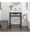vidaXL Bathroom Washbasin Frame with Built-in Basin Black Iron — Size: 59 x 38 x 83 cm