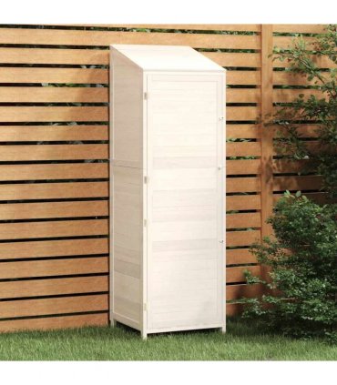 vidaXL Garden Shed White 55x52x174.5 cm Solid Wood Fir — Size: 55 x 52 x 174.5 cm