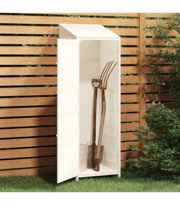 vidaXL Garden Shed White 55x52x174.5 cm Solid Wood Fir — Size: 55 x 52 x 174.5 cm