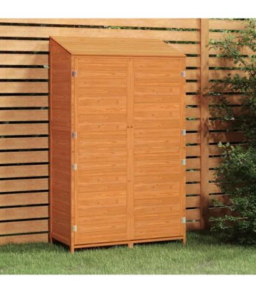 vidaXL Garden Shed Brown 102x52x174.5 cm Solid Wood Fir — Size: 102 x 52 x 174.5 cm
