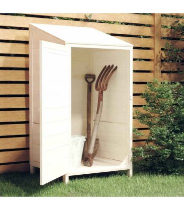 vidaXL Garden Shed | White | Solid fir wood | Small | Garden Shed | Rectangular — Size: 55 x 52 x 112 cm