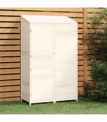 vidaXL Garden Shed White 102x52x174.5 cm Solid Wood Fir — Size: 102 x 52 x 174.5 cm