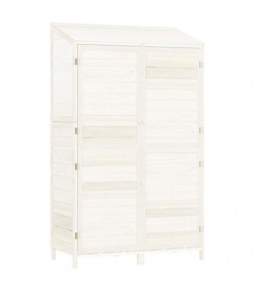 vidaXL Garden Shed White 102x52x174.5 cm Solid Wood Fir — Size: 102 x 52 x 174.5 cm