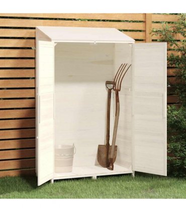 vidaXL Garden Shed White 102x52x174.5 cm Solid Wood Fir — Size: 102 x 52 x 174.5 cm