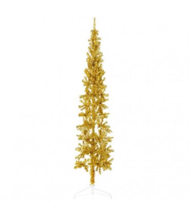 vidaXL Slim Artificial Half Christmas Tree with Stand Gold 240 cm