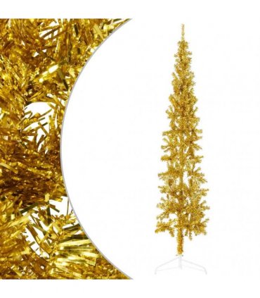 vidaXL Slim Artificial Half Christmas Tree with Stand Gold 240 cm