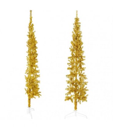 vidaXL Slim Artificial Half Christmas Tree with Stand Gold 240 cm