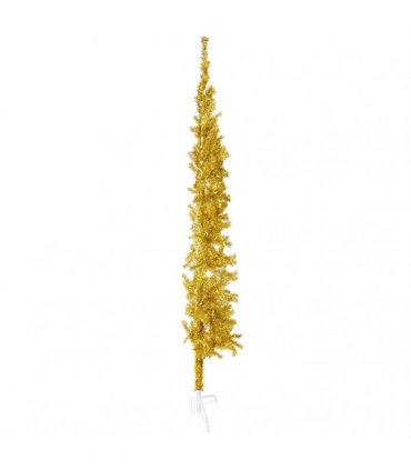 vidaXL Slim Artificial Half Christmas Tree with Stand Gold 240 cm