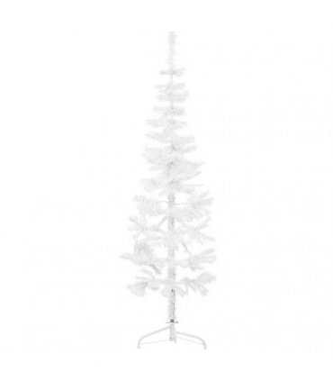 vidaXL Slim Artificial Half Christmas Tree with Stand White 150 cm