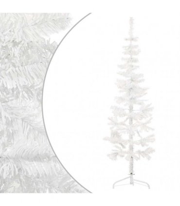 vidaXL Slim Artificial Half Christmas Tree with Stand White 150 cm