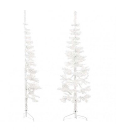 vidaXL Slim Artificial Half Christmas Tree with Stand White 150 cm