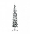 vidaXL Slim Artificial Half Christmas Tree with Flocked Snow 210 cm — Colour: white and green