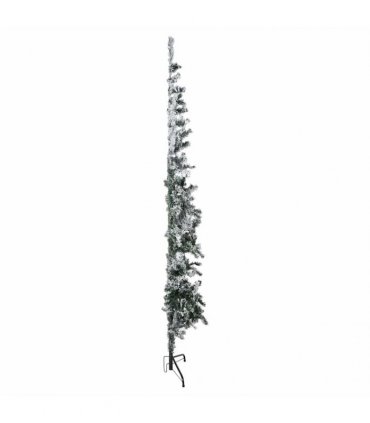 vidaXL Slim Artificial Half Christmas Tree with Flocked Snow 210 cm — Colour: white and green