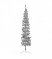 vidaXL Slim Artificial Half Christmas Tree with Stand Silver 210 cm