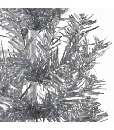 vidaXL Slim Artificial Half Christmas Tree with Stand Silver 210 cm