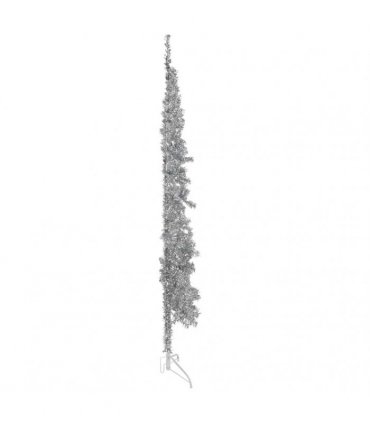vidaXL Slim Artificial Half Christmas Tree with Stand Silver 240 cm