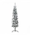 vidaXL Slim Artificial Half Christmas Tree with Flocked Snow 150 cm — Colour: white and green