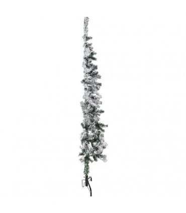 vidaXL Slim Artificial Half Christmas Tree with Flocked Snow 150 cm — Colour: white and green