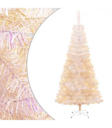 vidaXL Artificial Christmas Tree with Iridescent Tips White 240 cm PVC — Size: 240 x 120 cm