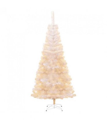 vidaXL Artificial Christmas Tree with Iridescent Tips White 240 cm PVC — Size: 240 x 120 cm