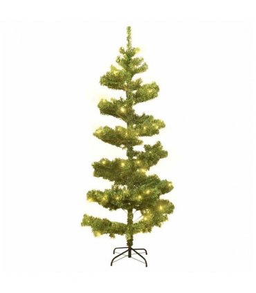 vidaXL Swirl Pre-lit Christmas Tree with Stand Green 180 cm PVC — Size: 180 x 95 cm