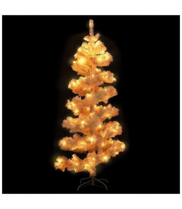 vidaXL Swirl Pre-lit Christmas Tree with Stand White 150 cm PVC — Size: 150 x 80 cm