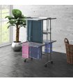 vidaXL 2-Tier Laundry Drying Rack with Wheels Silver 60x70x106 cm — Size: 60 x 70 x 106 cm