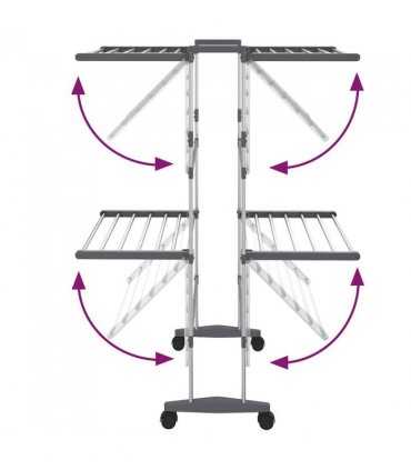 vidaXL 2-Tier Laundry Drying Rack with Wheels Silver 60x70x106 cm — Size: 60 x 70 x 106 cm