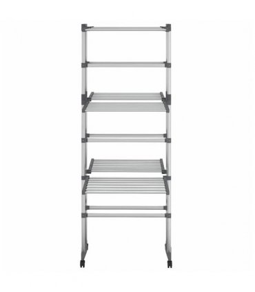 vidaXL 3-Tier Laundry Drying Rack with Wheels Silver 60x70x129 cm — Size: 60 x 70 x 129 cm