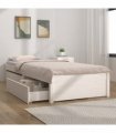 vidaXL Bed Frame without Mattress with Drawers White Small Single — Size: 75 x 190 cm