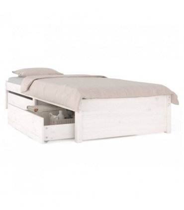 vidaXL Bed Frame without Mattress with Drawers White Small Single — Size: 75 x 190 cm