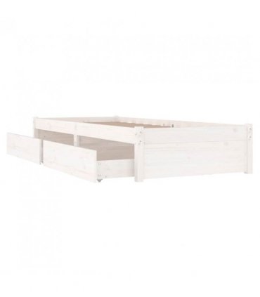 vidaXL Bed Frame without Mattress with Drawers White Small Single — Size: 75 x 190 cm