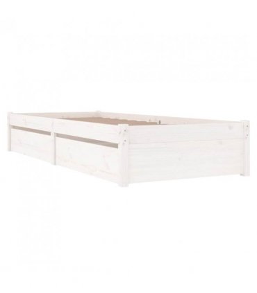 vidaXL Bed Frame without Mattress with Drawers White Small Single — Size: 75 x 190 cm