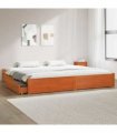 vidaXL Bed Frame with Drawer Wax Brown 180 x 200 cm Solid Pine Wood