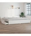 vidaXL Bed Frame without Mattress with Drawers White Super King — Size: 180 x 200 cm