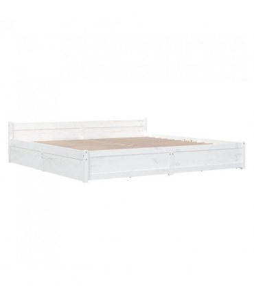 vidaXL Bed Frame without Mattress with Drawers White Super King — Size: 180 x 200 cm