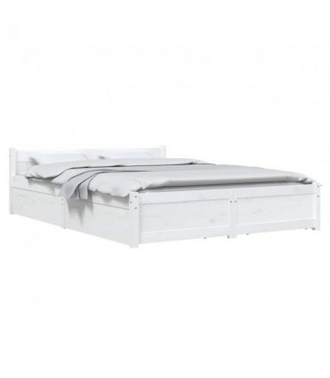 3103560 vidaXL Bed Frame without Mattress with Drawers White 140x200 cm (815045+815000) — Size: 140 x 200 cm