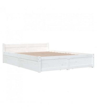 3103560 vidaXL Bed Frame without Mattress with Drawers White 140x200 cm (815045+815000) — Size: 140 x 200 cm