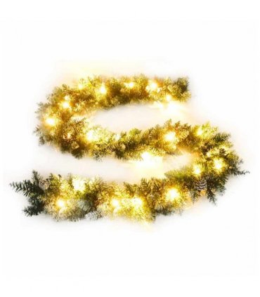 vidaXL Christmas Garland with LED Lights Green 5.2 m PVC