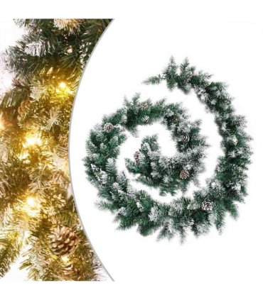 vidaXL Christmas Garland with LED Lights Green 2.7 m PVC