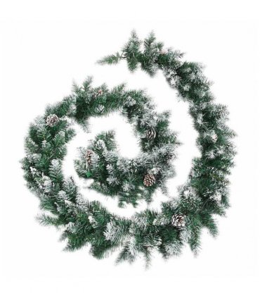 vidaXL Christmas Garland with LED Lights Green 2.7 m PVC