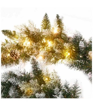 vidaXL Christmas Garland with LED Lights Green 2.7 m PVC
