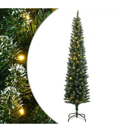 vidaXL Artificial Slim Christmas Tree 300 LEDs 210 cm — Model: with leds